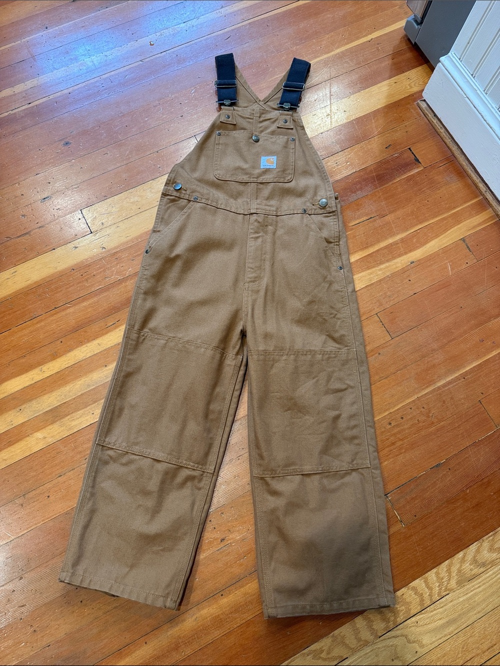 Carhartt Kids Tan Brown Duck Canvas Overalls with Black Straps
